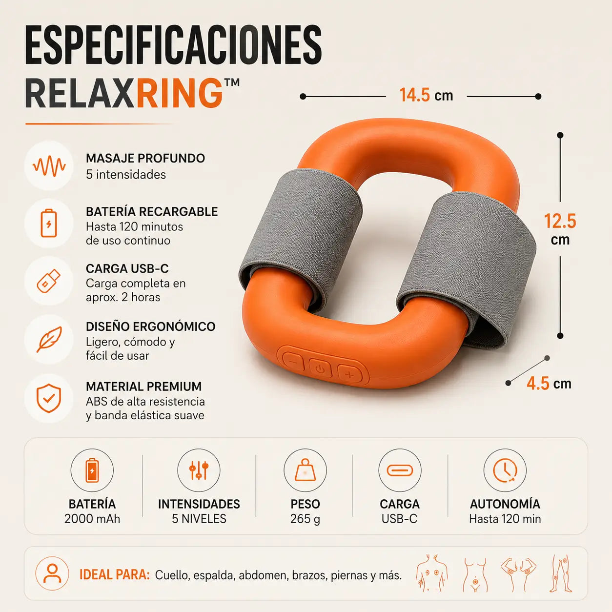 RelaxRing™ | Masajeador portátil que alivia tensión muscular en segundos