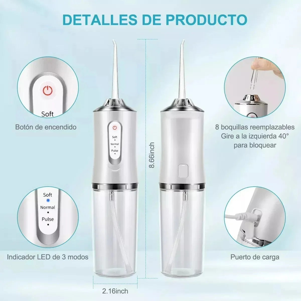 DentiJet™ - Irrigador Dental - Adiós a la comida atrapada: limpieza profunda donde el cepillo no llega