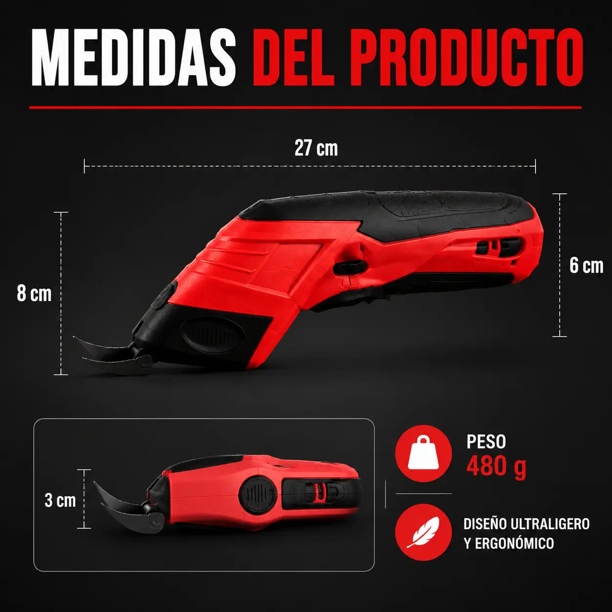 CortaPro™ | Tijera eléctrica inalámbrica para cortar tela, cuero y cartón