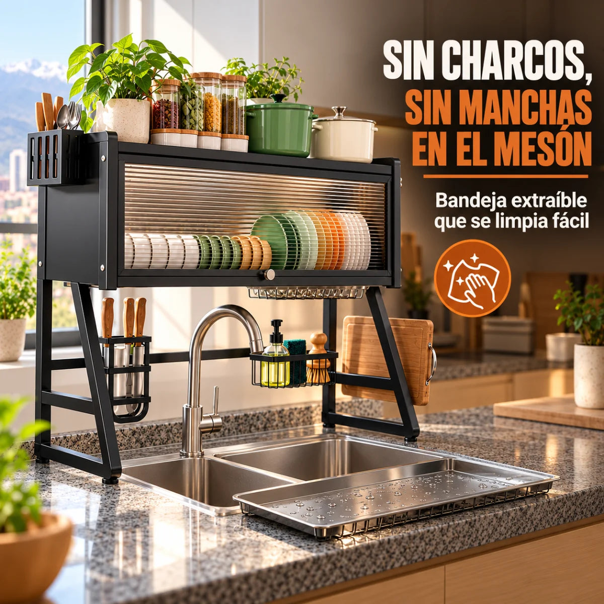 NestRack™ | Organizador 2 niveles para lavaplatos: más orden en tu cocina