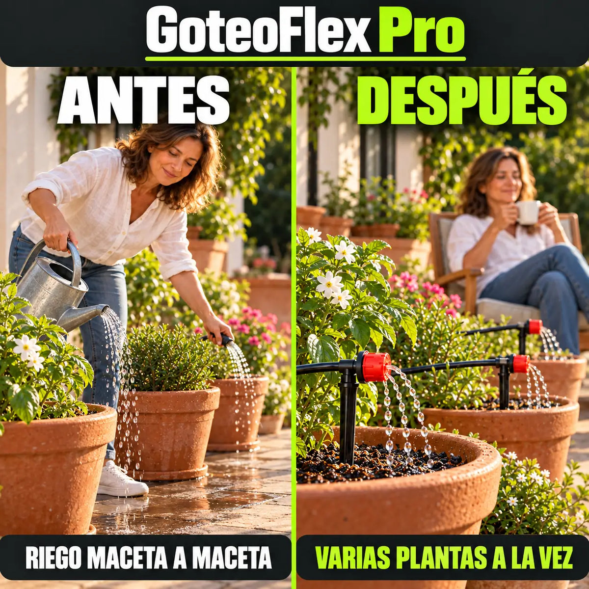 GoteoFlex Pro | Deja de regar a mano: sistema de goteo automático para tu jardín