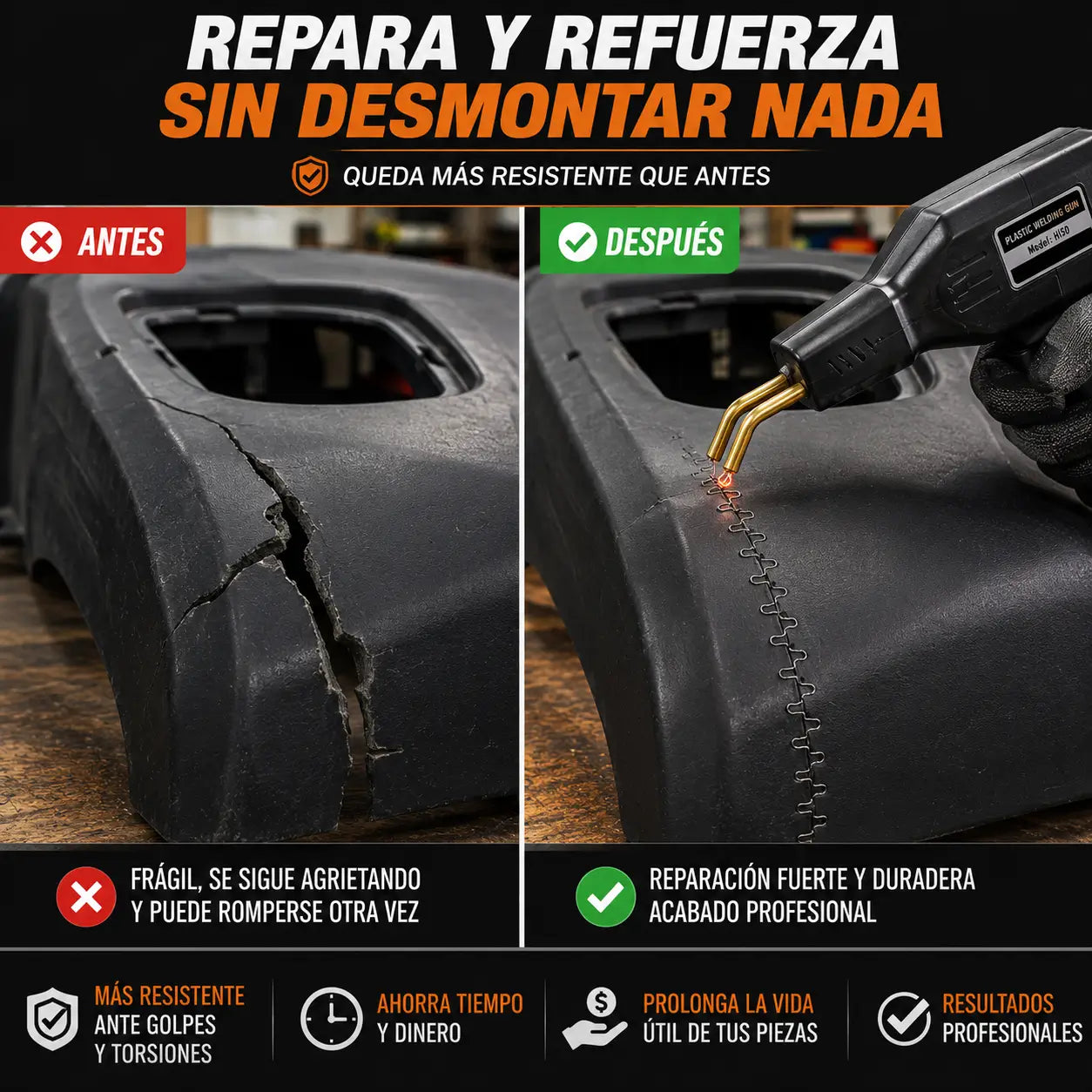 FusionFix Pro™ | Soldadora de plástico 50W para reparaciones precisas