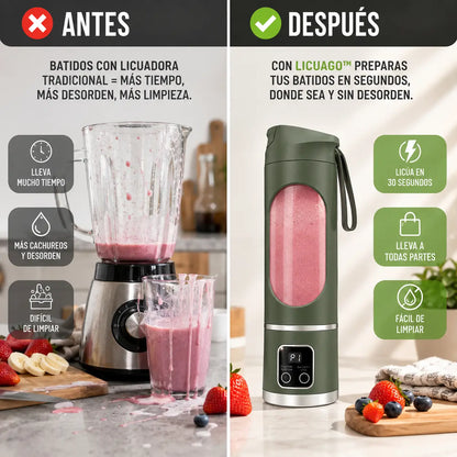 LicuaGo™ | Batidos sin enchufe: licuadora recargable USB para llevar a todas partes