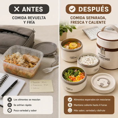 BentoGo™ | Deja de llegar con la comida fría, Lonchera Bento de acero inoxidable
