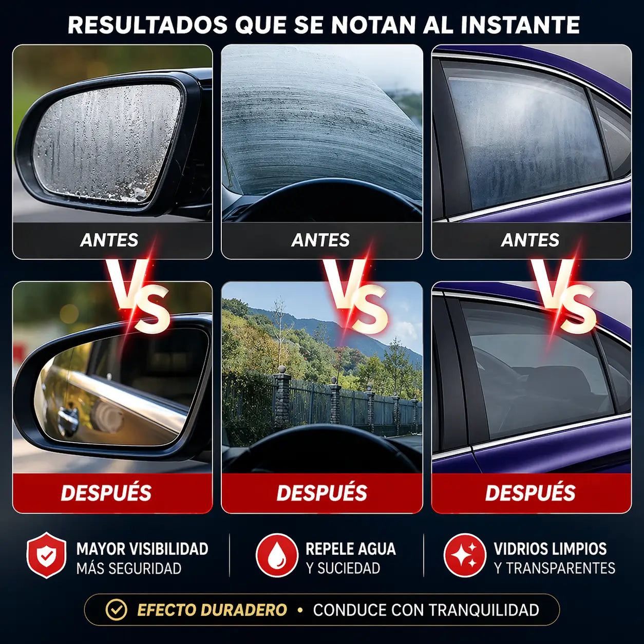 VisioClear Auto - Elimina grasa, empañamiento y lluvia de tu parabrisas al instante