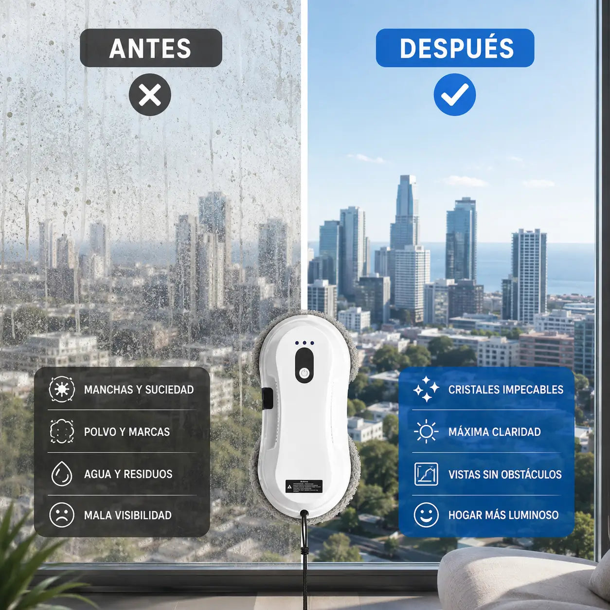 ClearBot™ – Limpia ventanas sin esfuerzo ni riesgo en altura