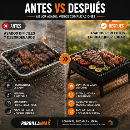 ParrillaMax – Parrilla portátil a carbón para asar donde quieras
