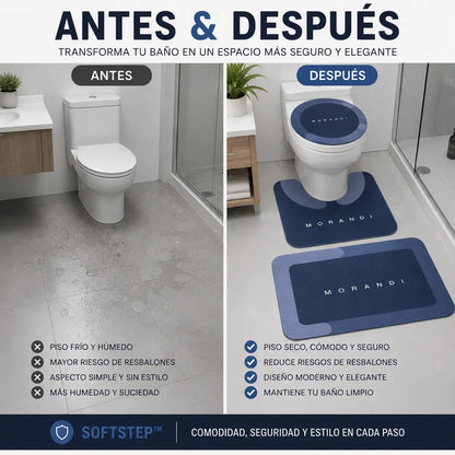 SoftStep™ | Tapetes de baño que evitan resbalones en superficies húmedas | SET 3 piezas