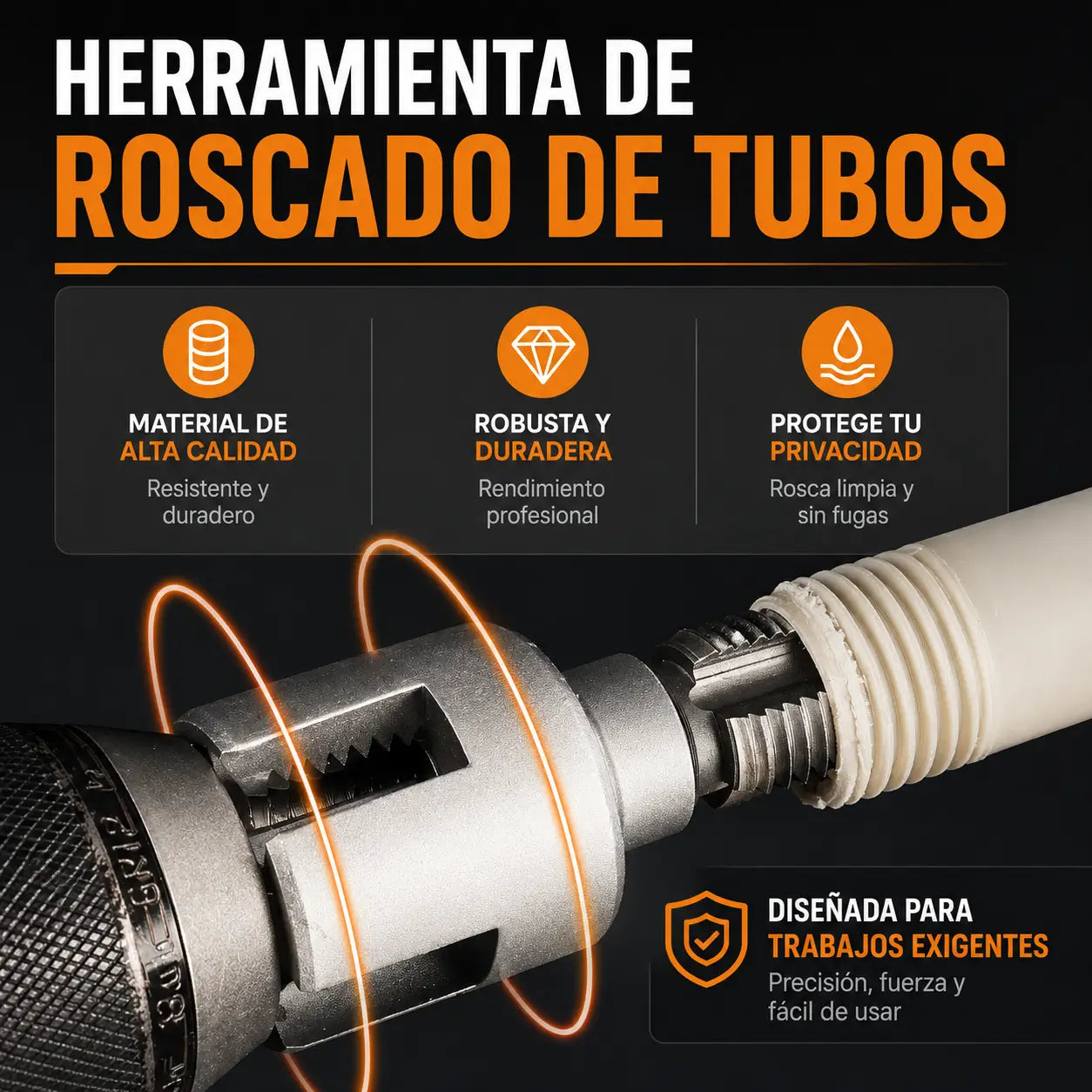RoscaPro™ – Olvida las roscas dañadas: repáralas rápido con taladro | ROSCA DE 1/2 y 3/4