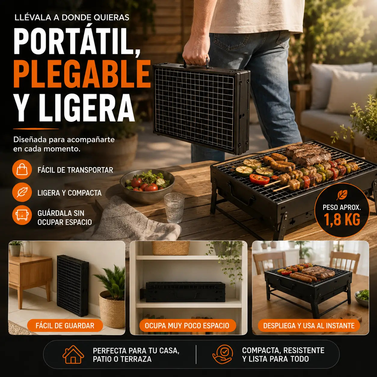 ParrillaMax – Parrilla portátil a carbón para asar donde quieras
