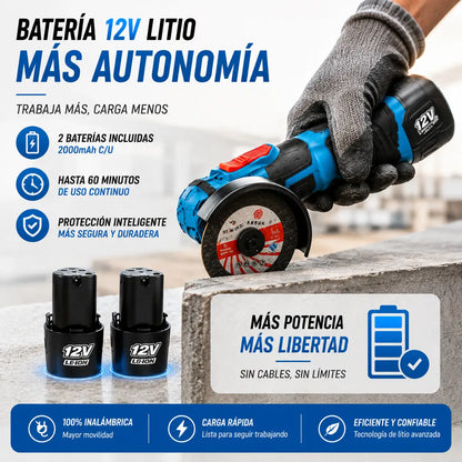 CutMax 360 | Corta y pule sin cables ni interrupciones en cualquier lugar + 1 Bateria de REGALO