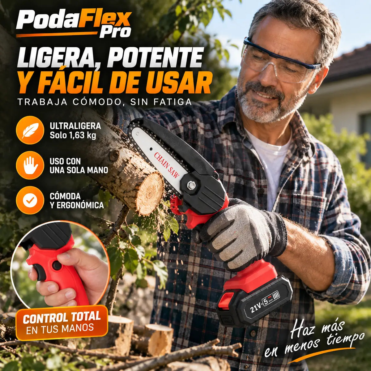 PodaFlex Pro – Deja de luchar con ramas: sierra eléctrica de mano