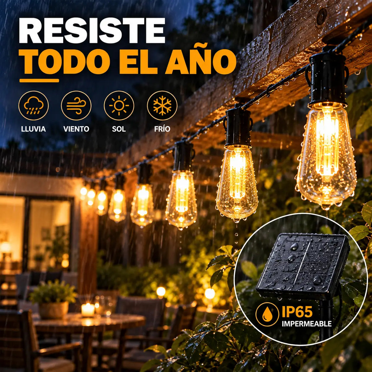 SolarFest – Guirnalda solar que ilumina tu jardín hasta 12 horas | 10 mts - 10 Ampolletas