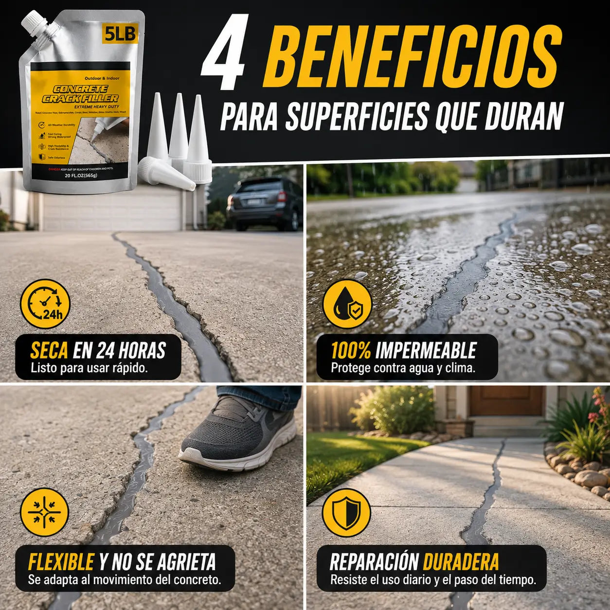 CrackFix™ – Sella grietas de concreto en 24 horas sin herramientas