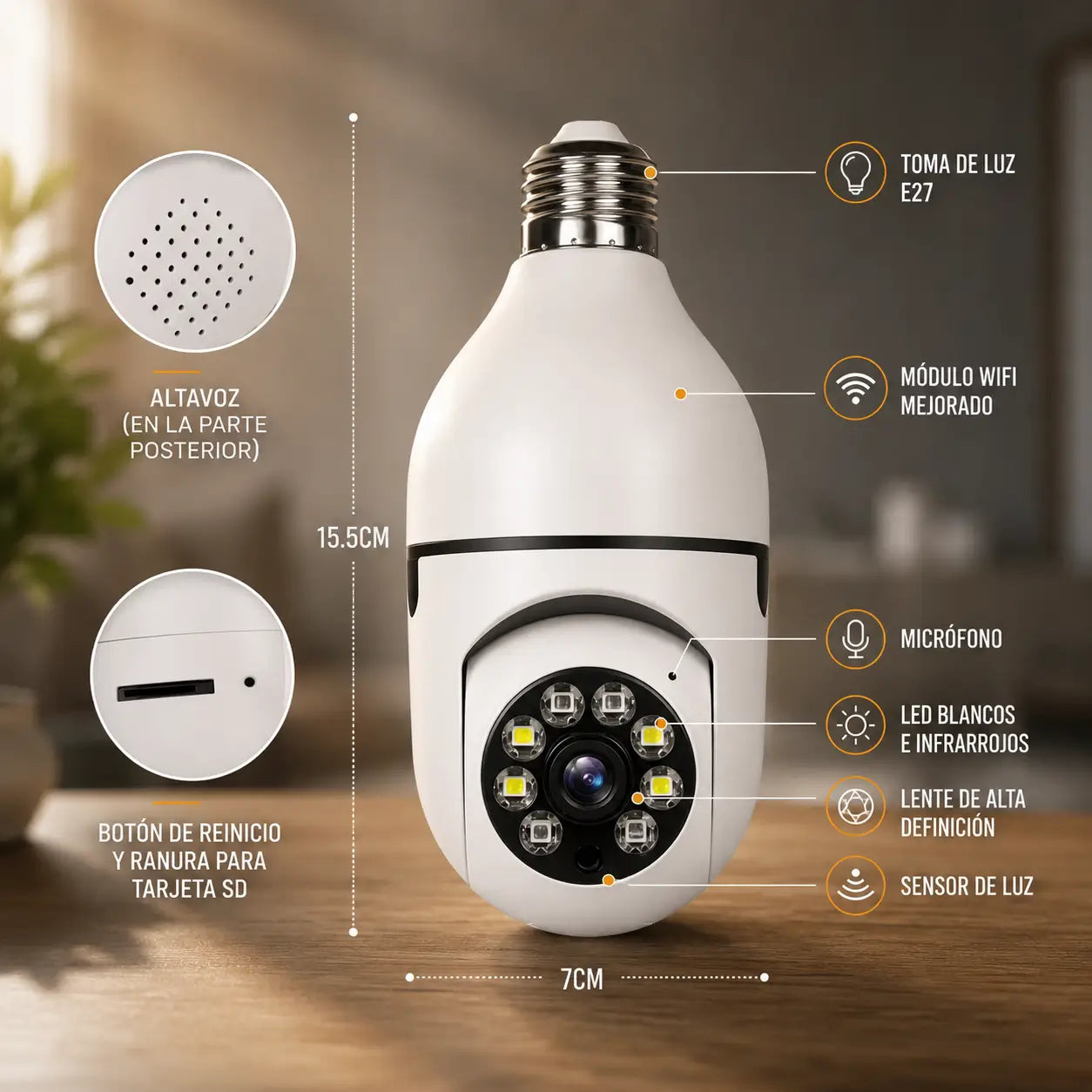 Lumicam 360™ | Protege tu hogar sin cables con cámara bombilla