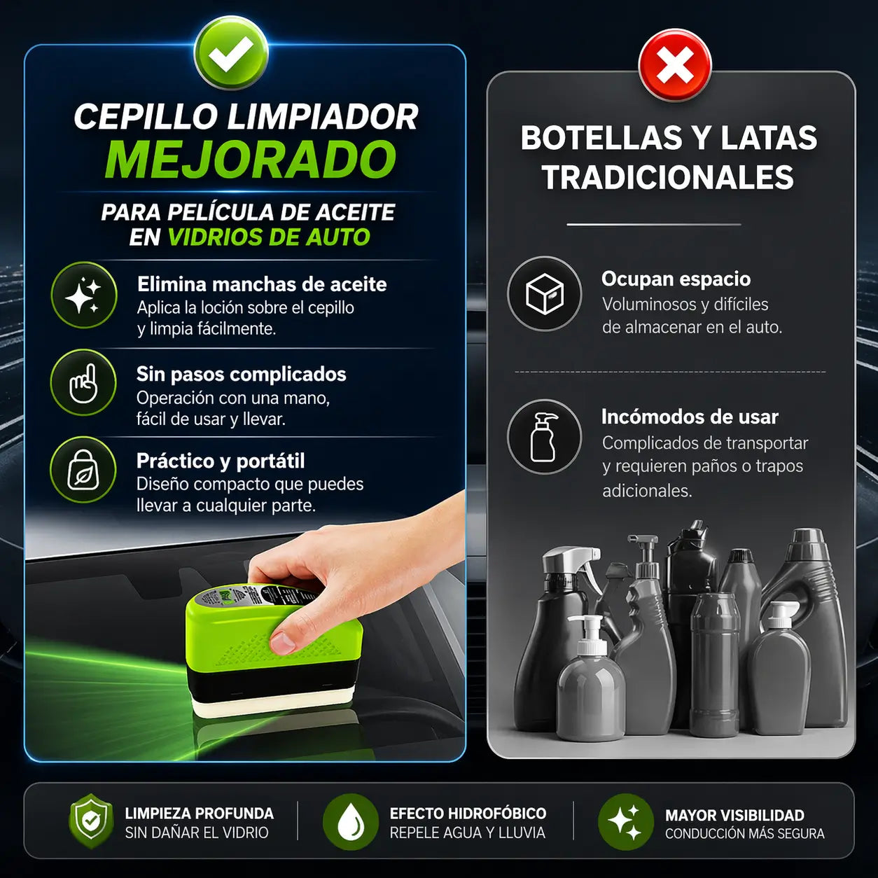 VisioClear Auto - Elimina grasa, empañamiento y lluvia de tu parabrisas al instante