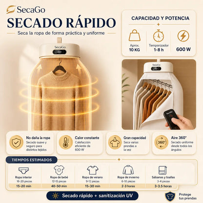 Secadora SecaGo™ - Seca tu ropa en casa, sin tendedero y sin depender del clima