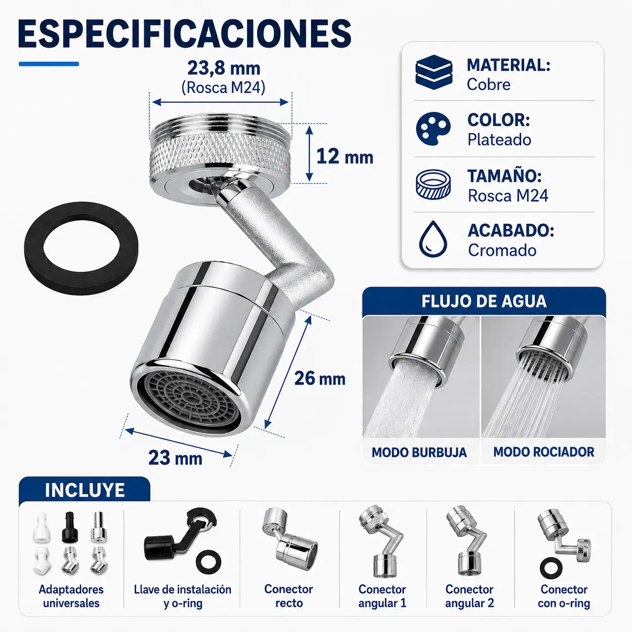 AquaFlex 360™ - Convierte tu grifo común en un rociador flexible de alta presión