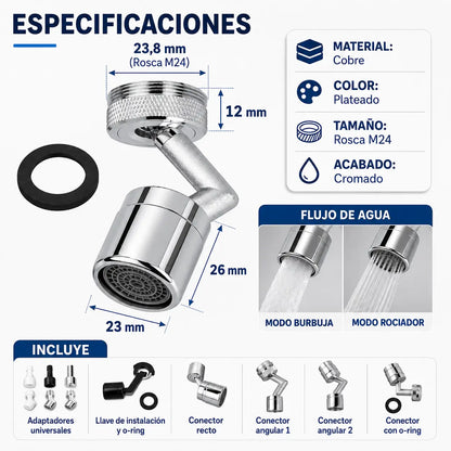 AquaFlex 360™ - Convierte tu grifo común en un rociador flexible de alta presión