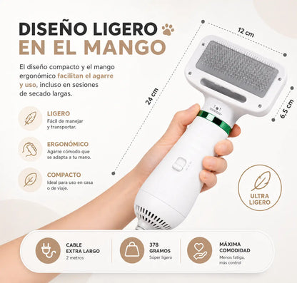 PetDry Pro™ | Cepillo Secador 2 en 1 para Secar y Desenredar en Minutos