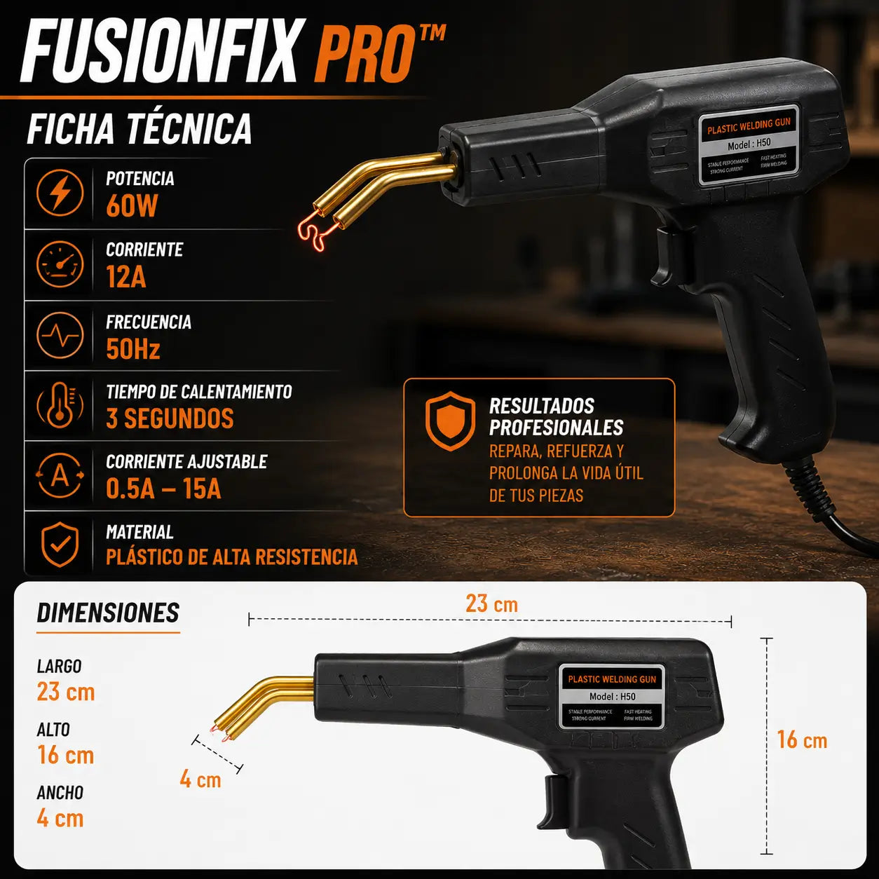 FusionFix Pro™ | Soldadora de plástico 50W para reparaciones precisas