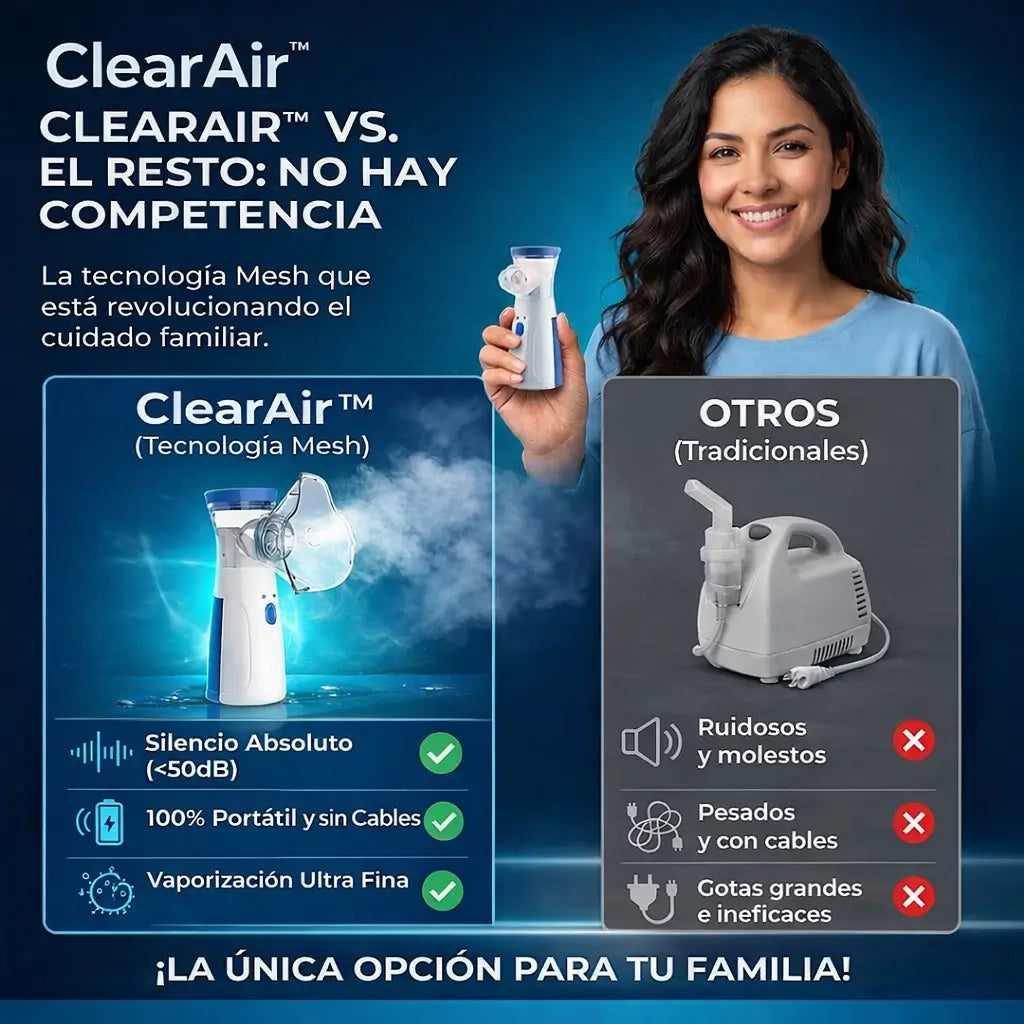 Nebulizador ClearAir™ - Nebulización suave para niños y adultos, en cualquier lugar.