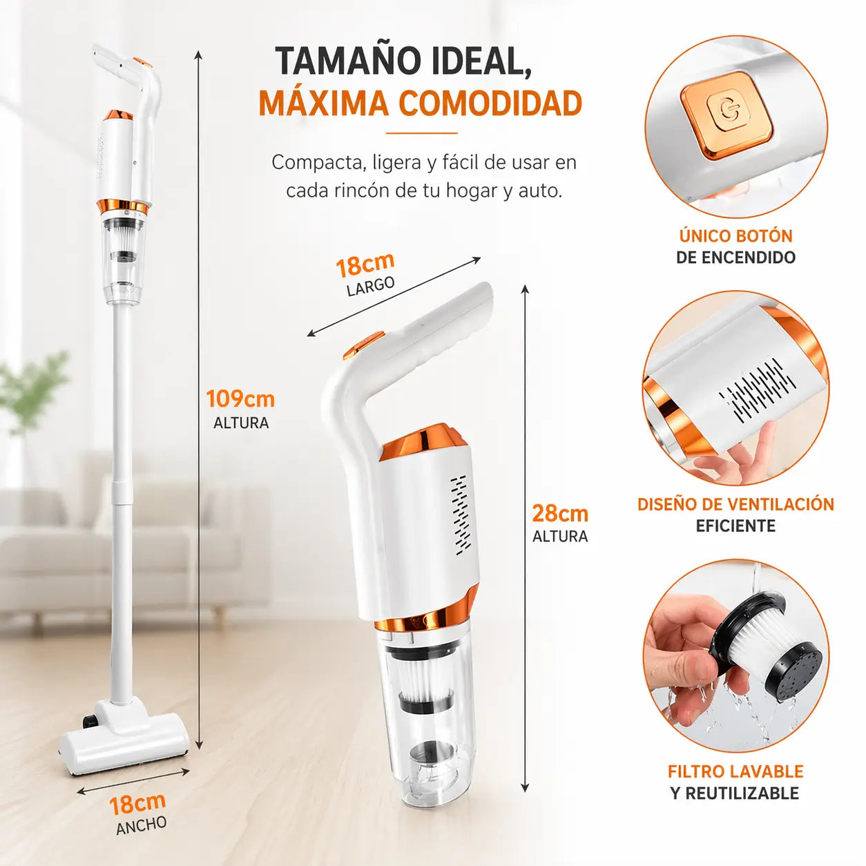 Aspiradora TurboClean Pro - Limpia tu casa y tu auto en minutos, sin cables ni esfuerzo