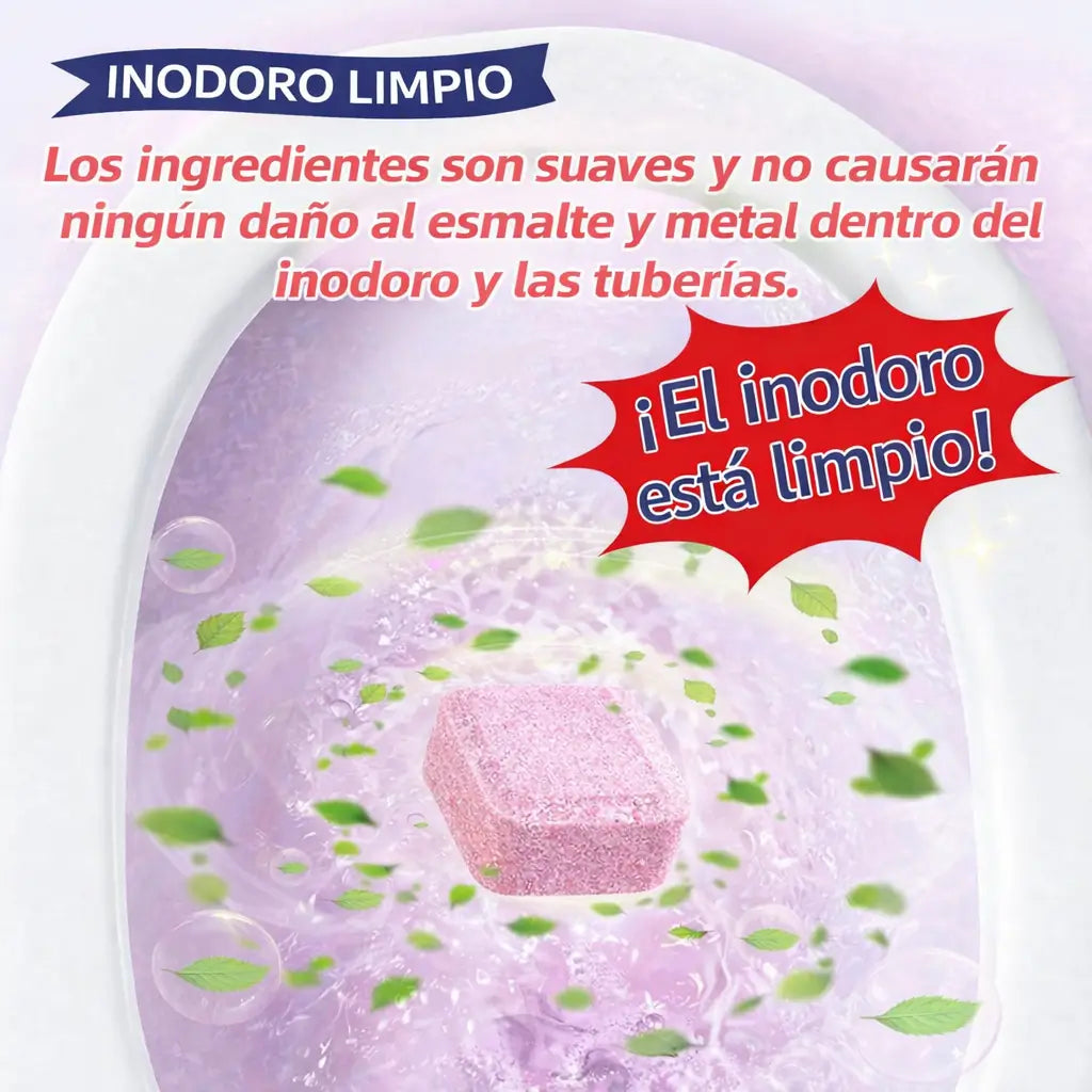 Tabletas FizzClean Limpia profundo y deja tu baño con olor fresco — sin frotar, sin esfuerzo