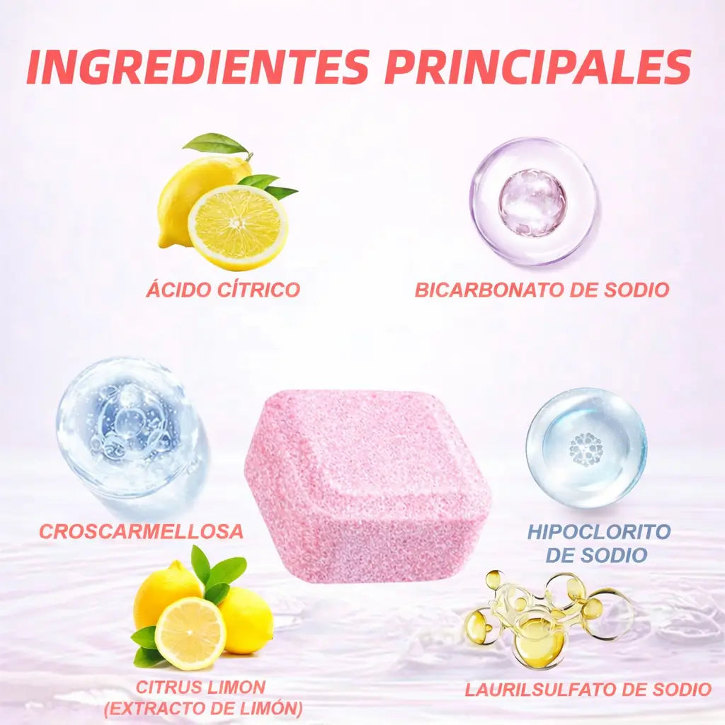 Tabletas FizzClean Limpia profundo y deja tu baño con olor fresco — sin frotar, sin esfuerzo