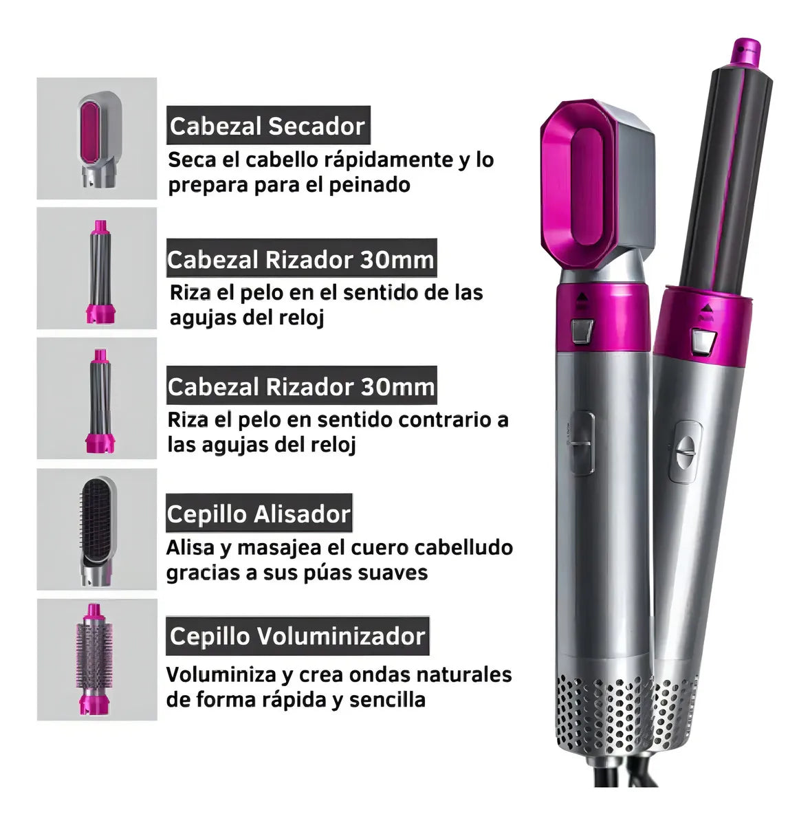 Cepillo Profesional GlowBrush 5 - Crea 5 estilos distintos con una sola herramienta profesional