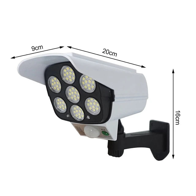 Foco Solar - NightShield Solar Protección nocturna con luz LED con forma de Camara, cuidando tu casa sin costos extras - OFERTA 2x1