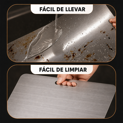 CortaPro™ | Tabla de Cortar de Acero Inoxidable, Higiénica y Fácil de Limpiar