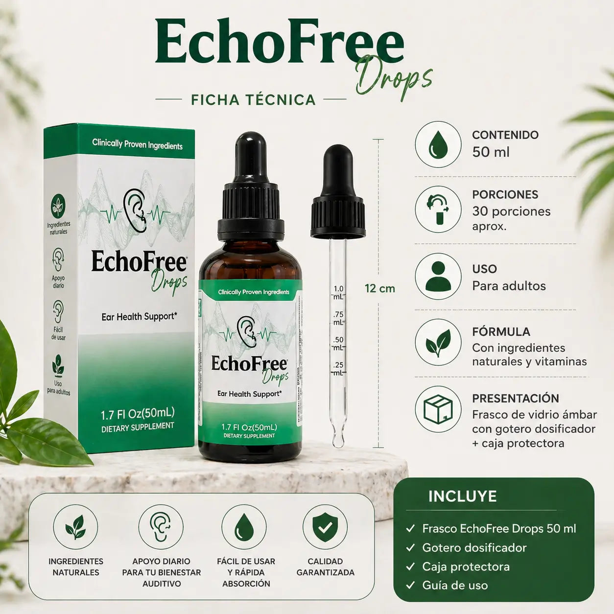 EchoFree Drops - Apoyo natural para el bienestar auditivo diario