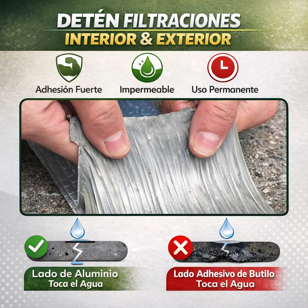 Cinta TAPAMAX® - sella filtraciones y grietas en minutos sin cambiar todo el techo - 10cm X 5mts