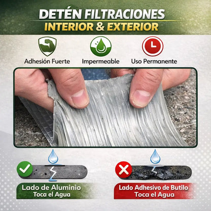 Cinta TAPAMAX® - sella filtraciones y grietas en minutos sin cambiar todo el techo - 10cm X 5mts