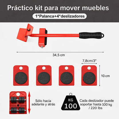 Kit Levantador MoveFlow - Levanta y desliza muebles sin esfuerzo ni dolor