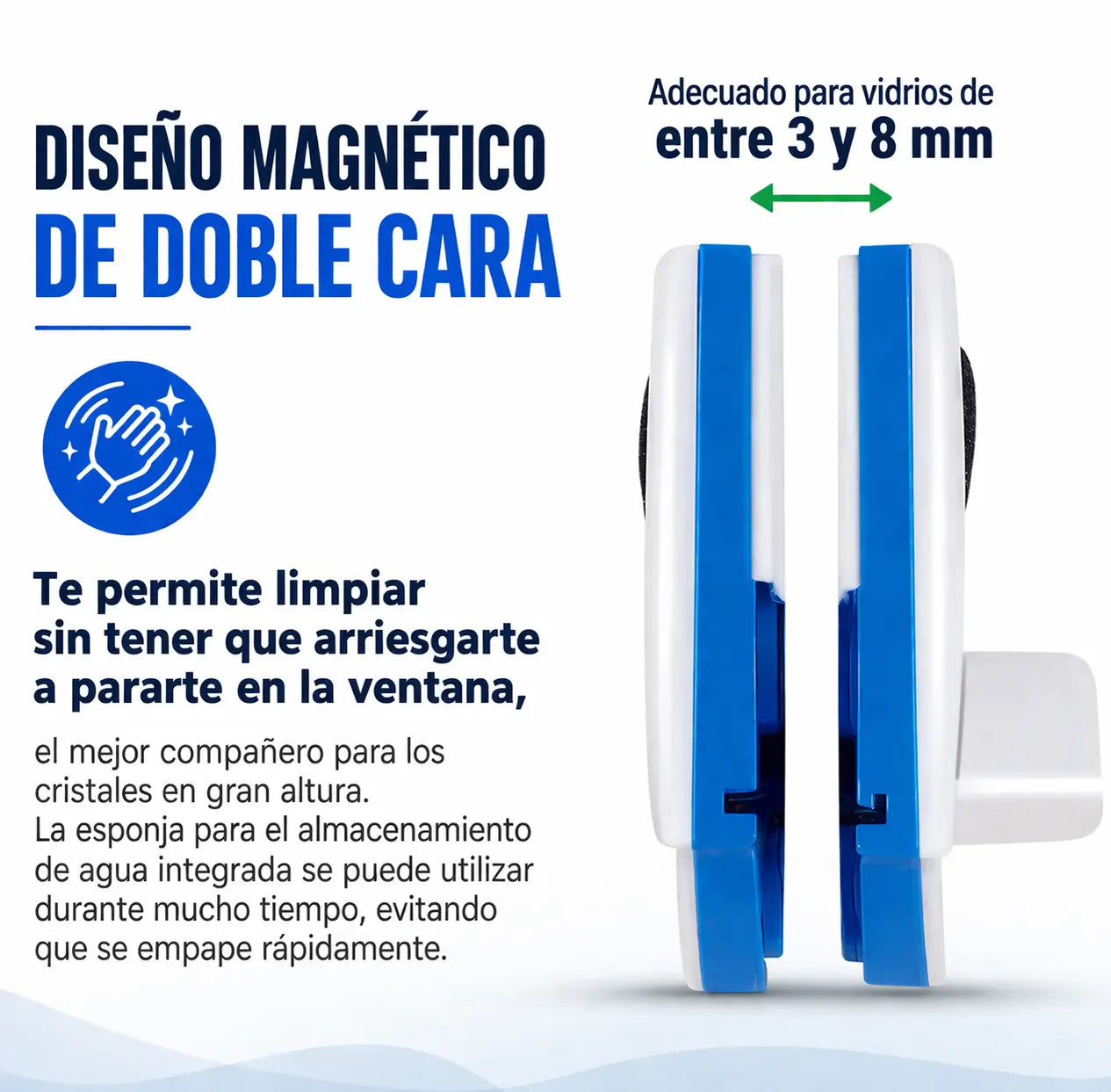 Limpiador Vidrios ClearMag Pro™  - Limpia ambos lados del vidrio sin salir de tu casa y con Seguridad.