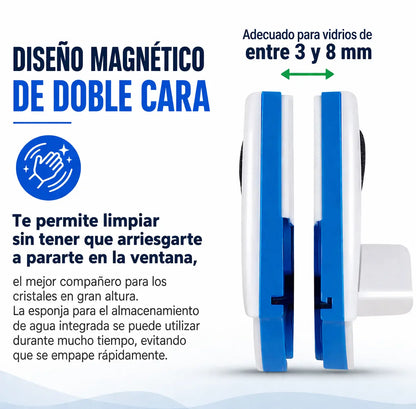 Limpiador Vidrios ClearMag Pro™  - Limpia ambos lados del vidrio sin salir de tu casa y con Seguridad.