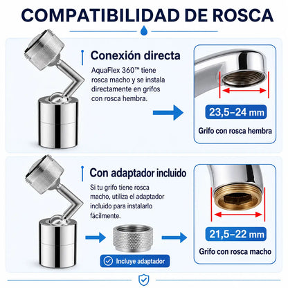 AquaFlex 360™ - Convierte tu grifo común en un rociador flexible de alta presión