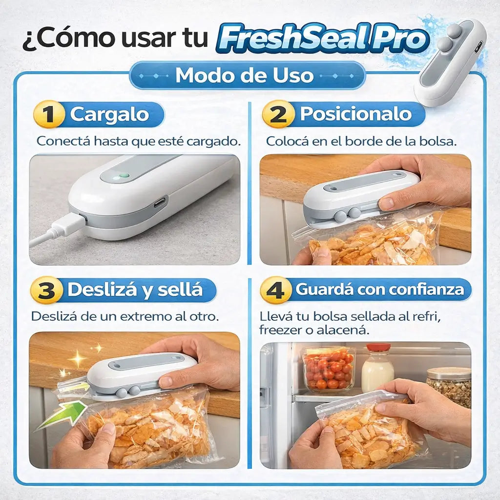 Sellador FreshSeal Pro – Sellá tus bolsas en segundos y mantené tu comida fresca por más tiempo