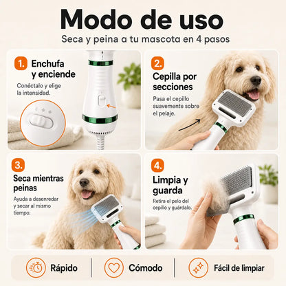 PetDry Pro™ | Cepillo Secador 2 en 1 para Secar y Desenredar en Minutos