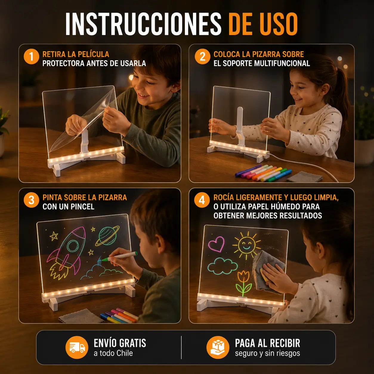 MagiLuz™ | Pizarra LED neón para niños, el regalo que usan todos los días