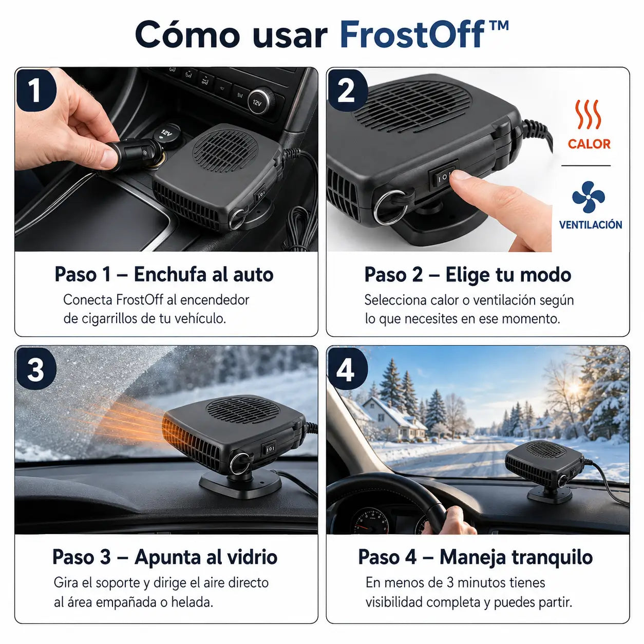 FrostOff™ — Adiós vidrios empañados en segundos