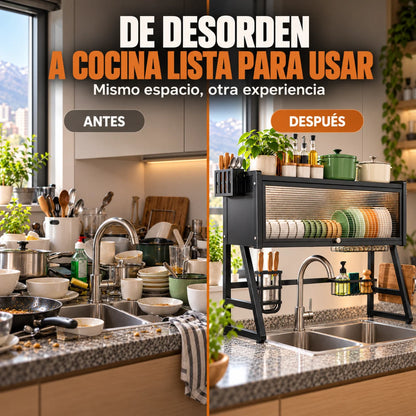 NestRack™ | Organizador 2 niveles para lavaplatos: más orden en tu cocina