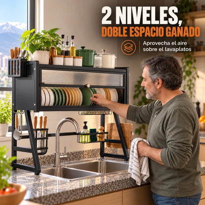 NestRack™ | Organizador 2 niveles para lavaplatos: más orden en tu cocina