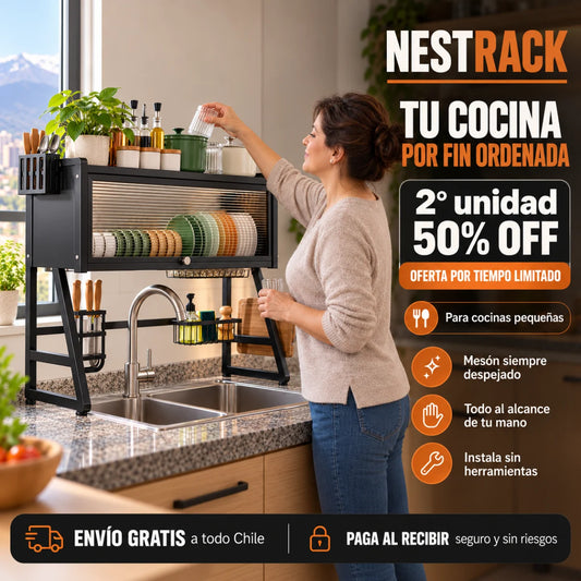 NestRack™ | Organizador 2 niveles para lavaplatos: más orden en tu cocina
