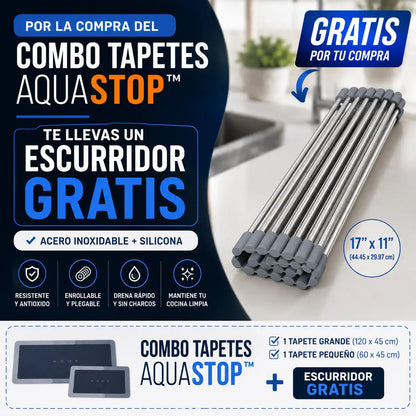 COMBO Tapetes AquaStop™ | Cocina siempre seca y segura con el tapete premium + Escurridor GRATIS!