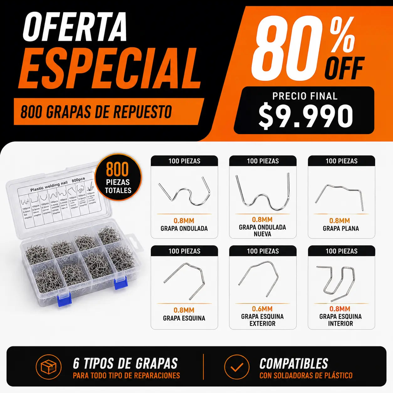 FusionFix Pro™ | Soldadora de plástico 50W para reparaciones precisas