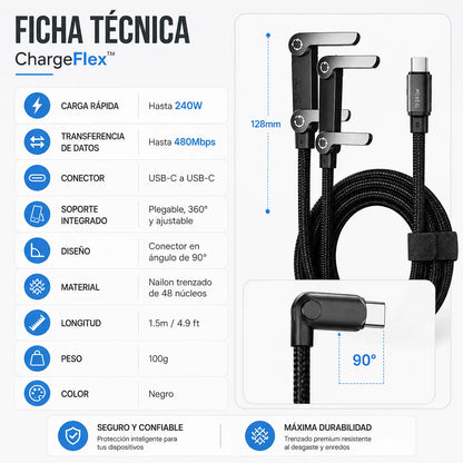 ChargeFlex™ – Deja de buscar soporte y cable por separado para cargar