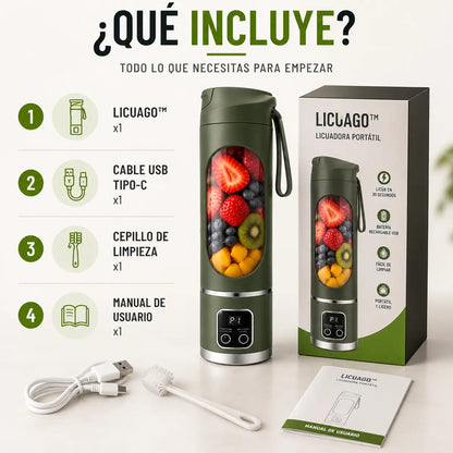 LicuaGo™ | Batidos sin enchufe: licuadora recargable USB para llevar a todas partes